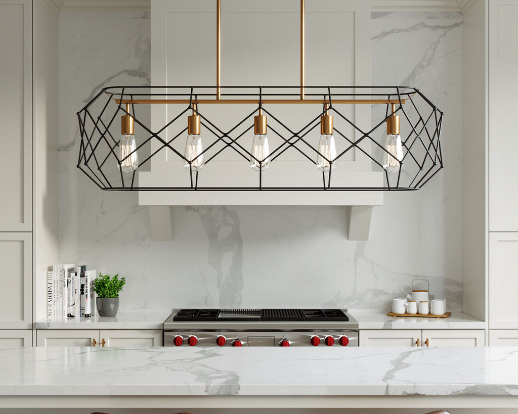 Zarra Five Light Linear Satin Brass