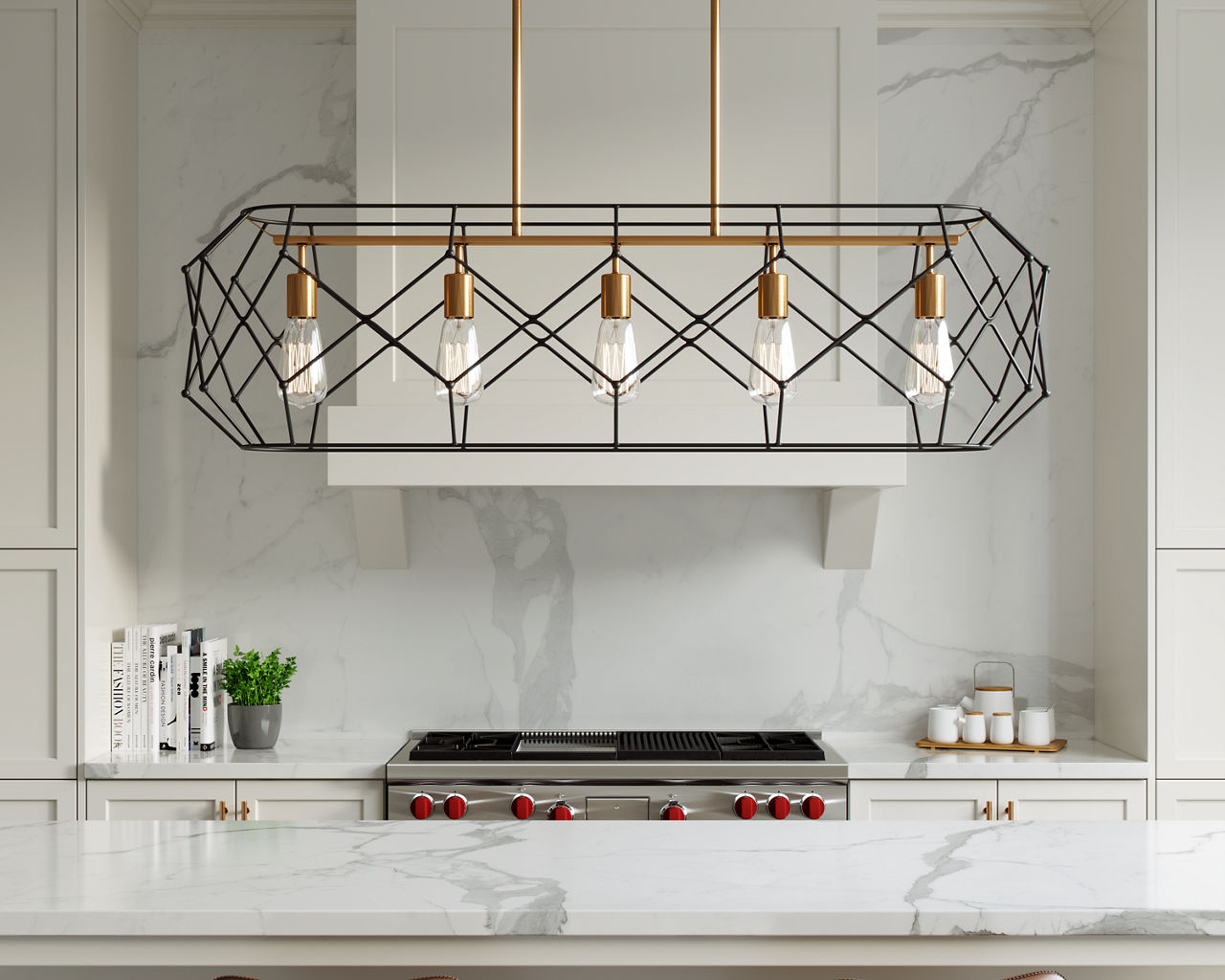 Zarra Five Light Linear Satin Brass