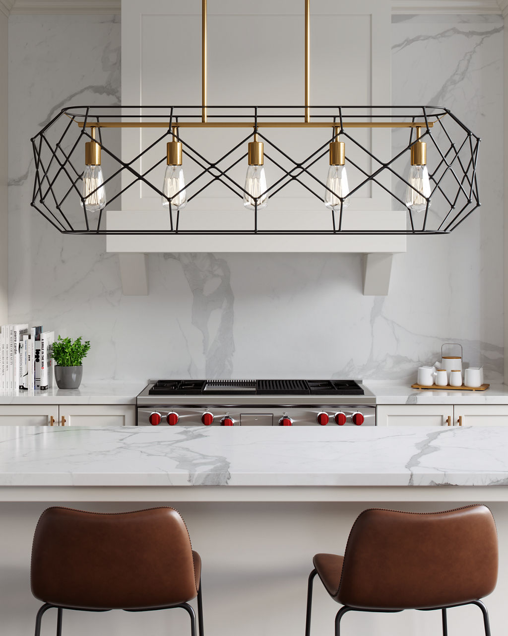 Zarra Five Light Linear Satin Brass
