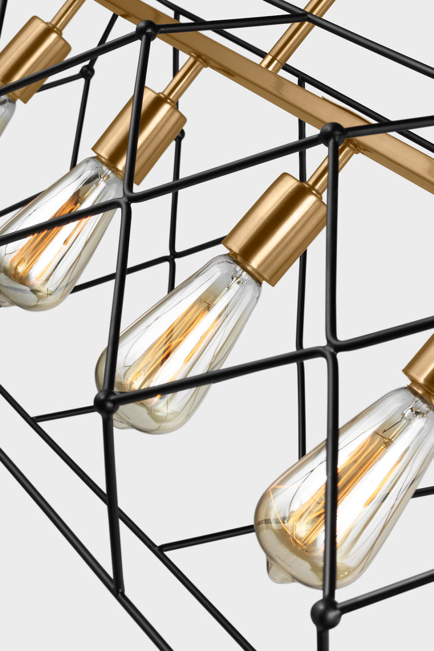 Zarra Five Light Linear Satin Brass