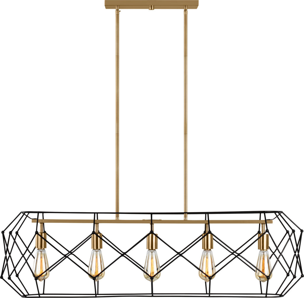 Zarra Five Light Linear Satin Brass