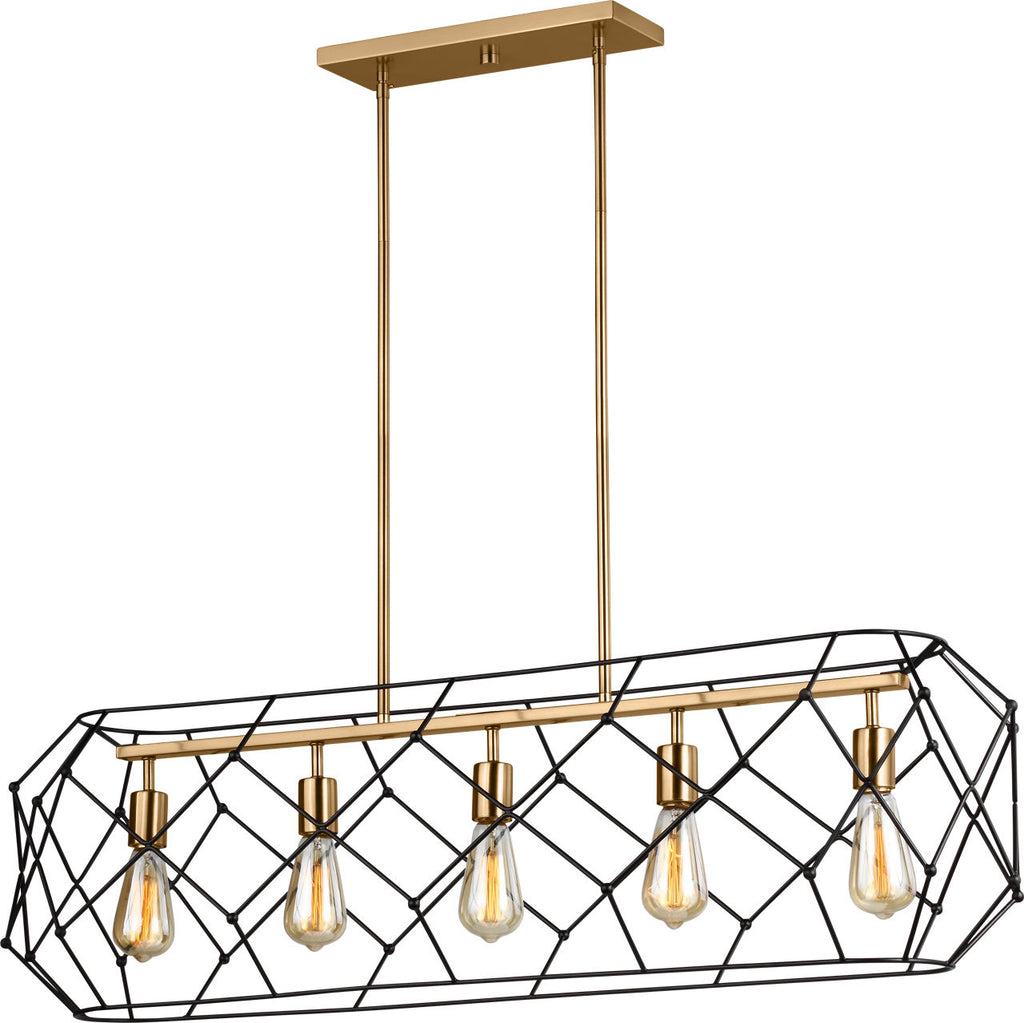 Zarra Five Light Linear Satin Brass