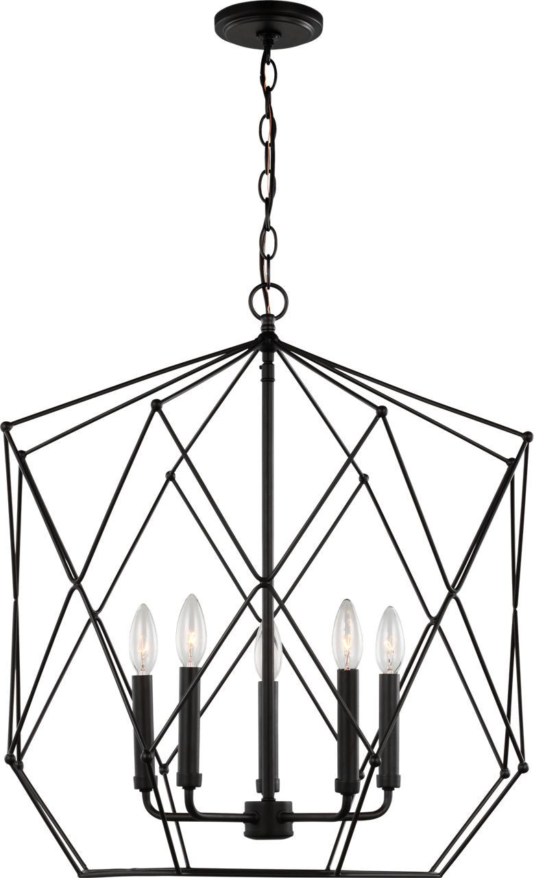 Zarra Large Five Light Lantern Midnight Black