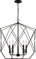 Zarra Large Five Light Lantern Midnight Black Bulbs Included