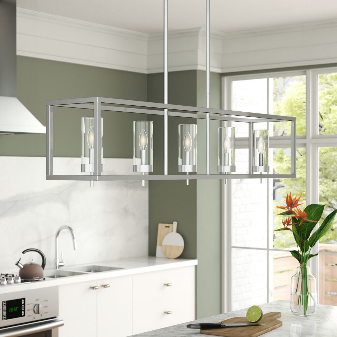 Zire Five Light Linear Pendant | Chrome