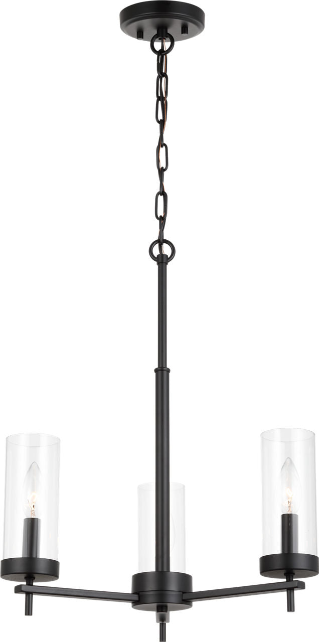 Zire Three Light Chandelier | Midnight Black