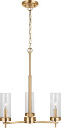 Zire Three Light Chandelier | Satin Brass