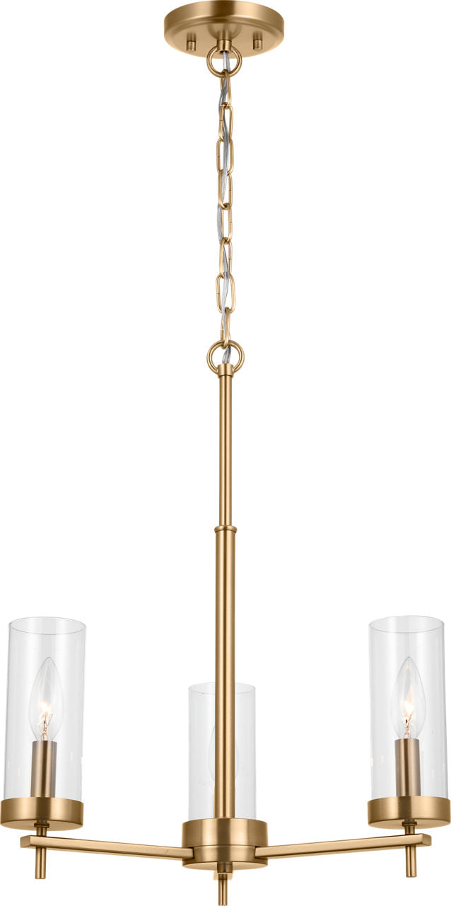 Zire Three Light Chandelier | Satin Brass