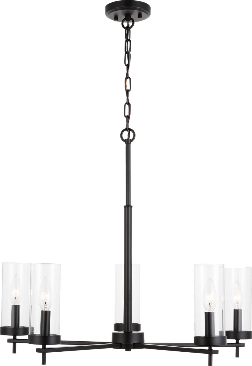 Zire Five Light Chandelier | Midnight Black