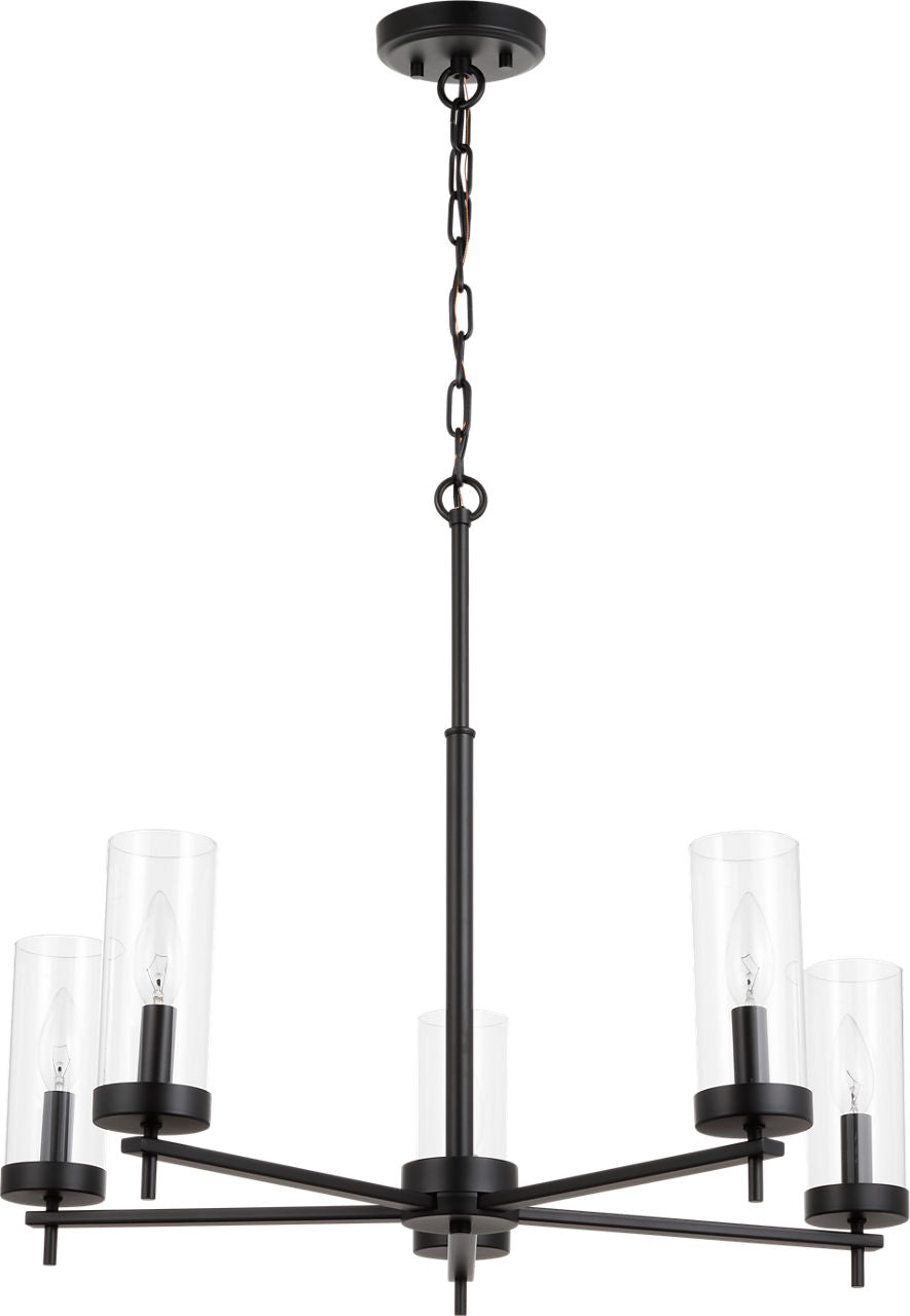 Zire Five Light Chandelier | Midnight Black Bulbs Included