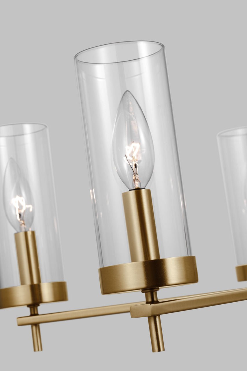Zire Five Light Chandelier | Satin Brass
