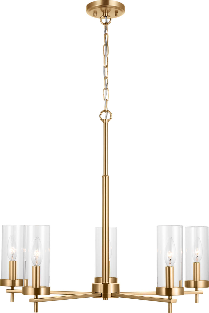 Zire Five Light Chandelier | Satin Brass