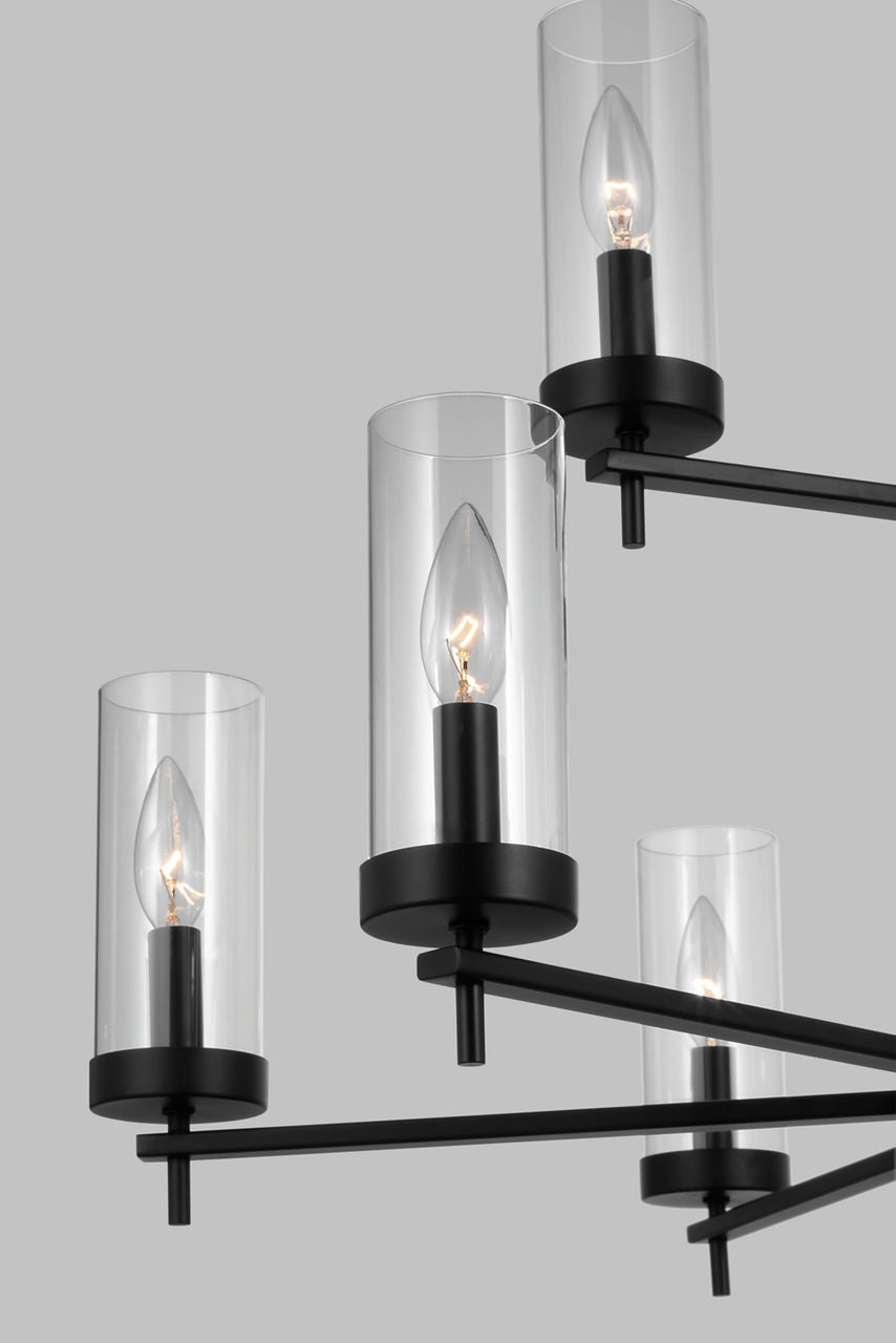 Zire Nine Light Chandelier | Midnight Black Bulbs Included