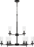 Zire Nine Light Chandelier | Midnight Black