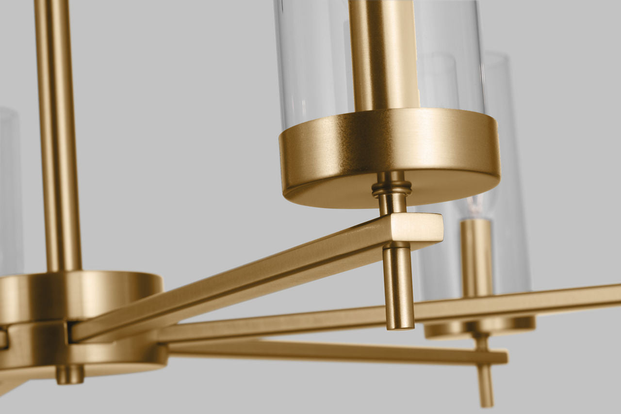 Zire Nine Light Chandelier | Satin Brass