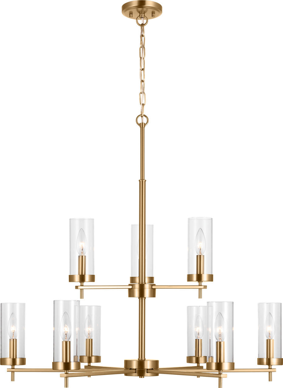 Zire Nine Light Chandelier | Brushed Nickel Bulbs Included