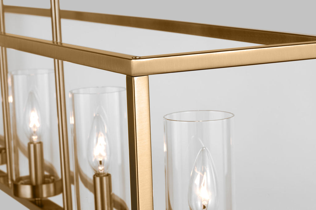 Zire Five Light Linear Pendant | Satin Brass Bulbs Included