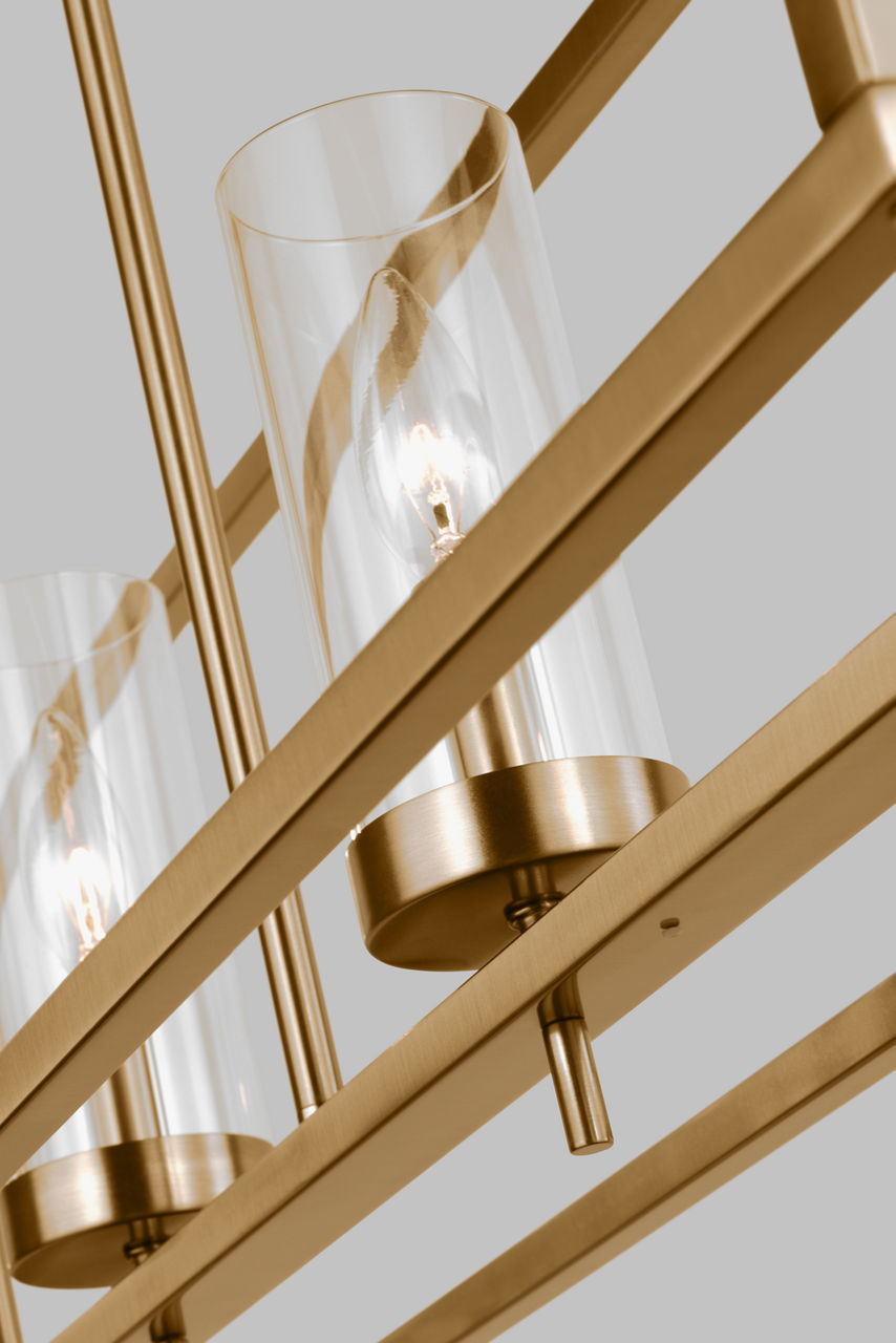 Zire Five Light Linear Pendant | Satin Brass Bulbs Included