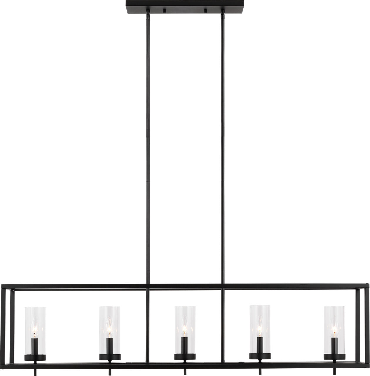 Zire Five Light Linear Pendant | Midnight Black Bulbs Included