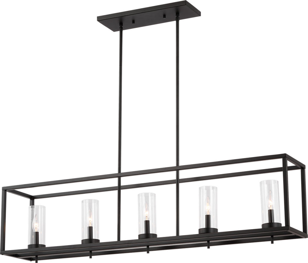 Zire Five Light Linear Pendant | Midnight Black