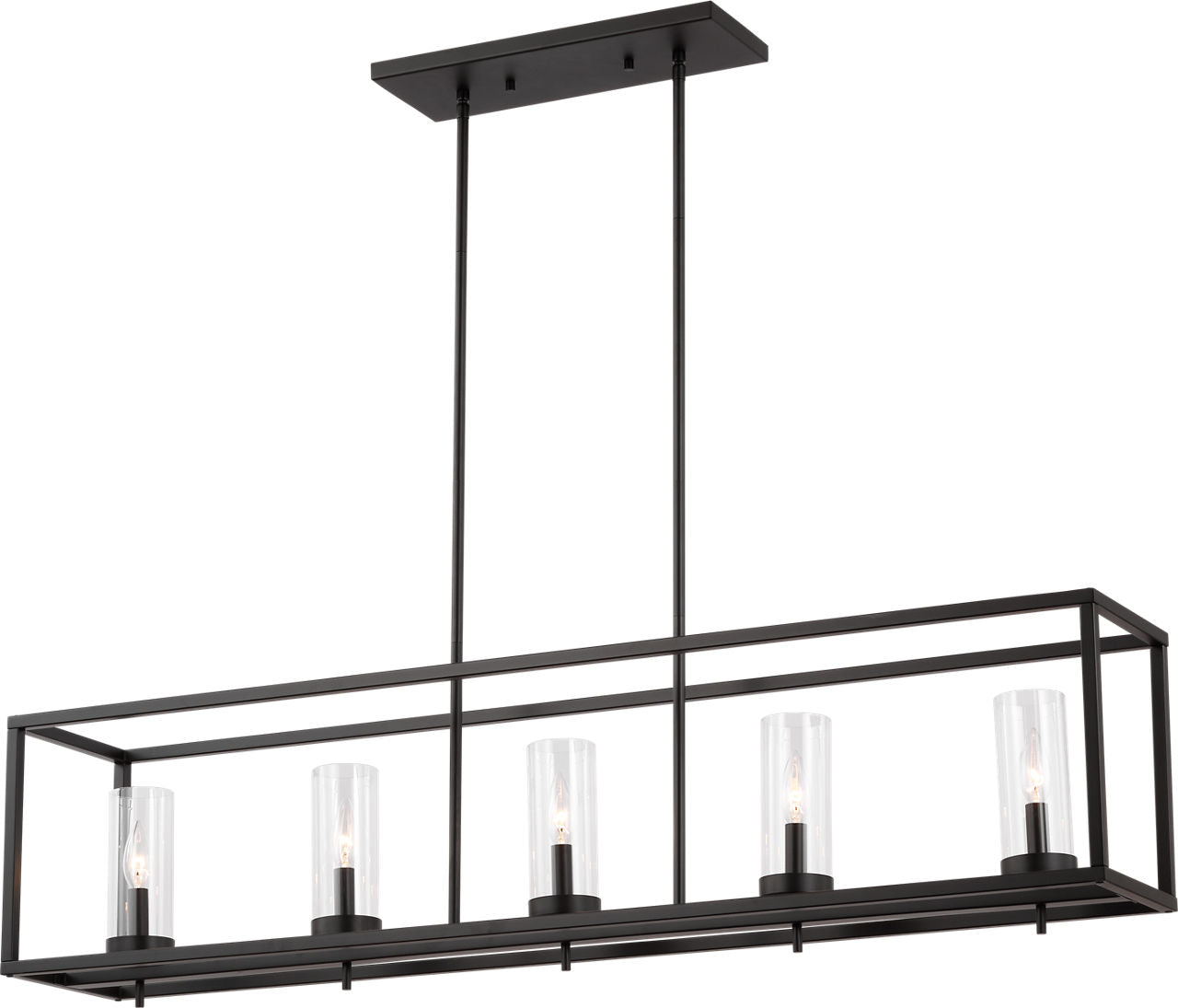 Zire Five Light Linear Pendant | Midnight Black Bulbs Included