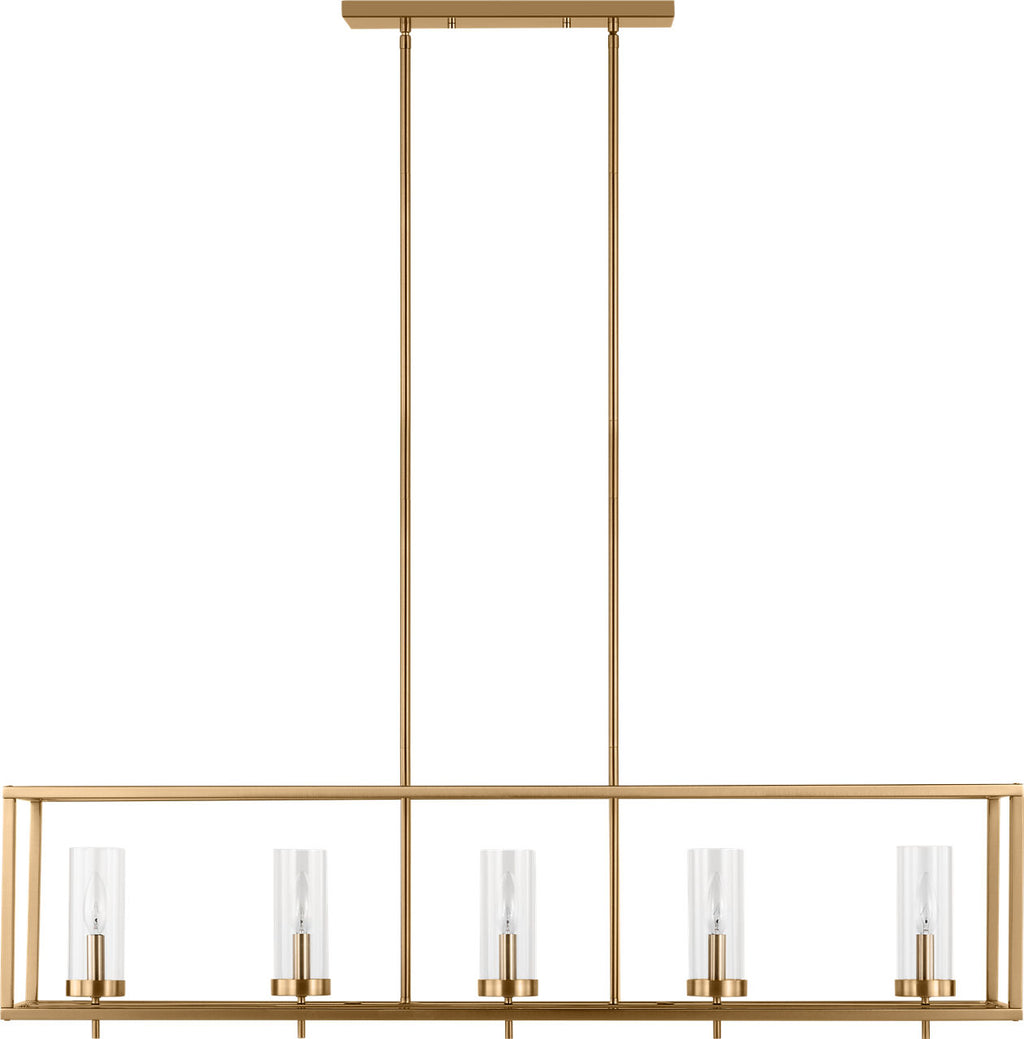 Zire Five Light Linear Pendant | Satin Brass Bulbs Included