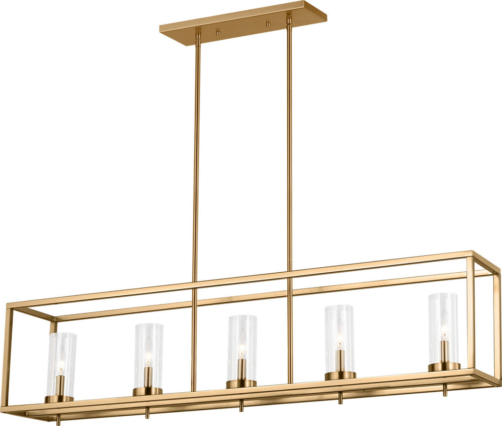 Zire Five Light Linear Pendant | Satin Brass