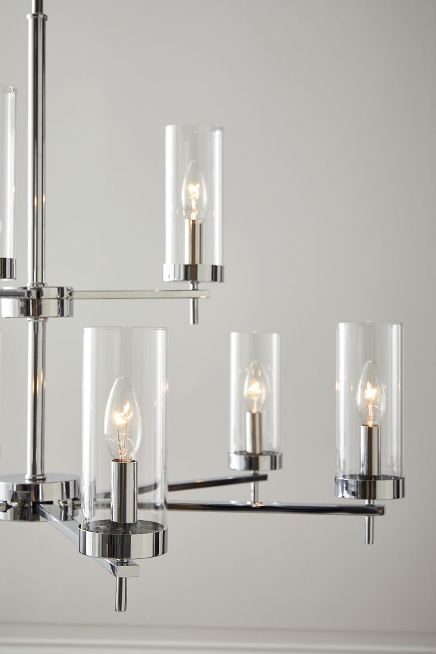 Zire Nine Light Chandelier | Chrome