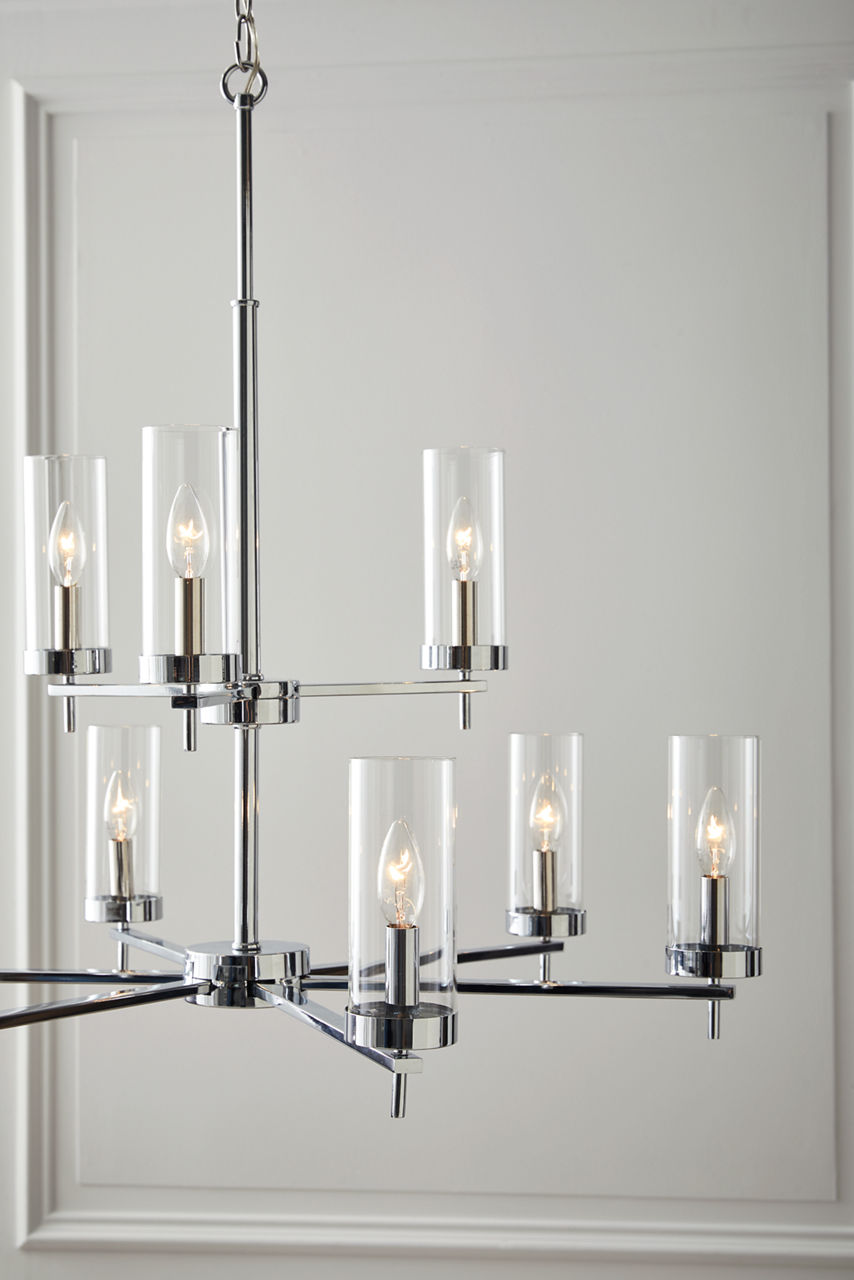 Zire Nine Light Chandelier | Chrome