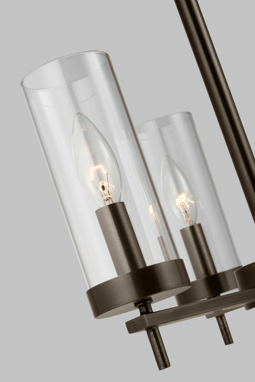 Zire Three Light Chandelier | Pewter Bronze
