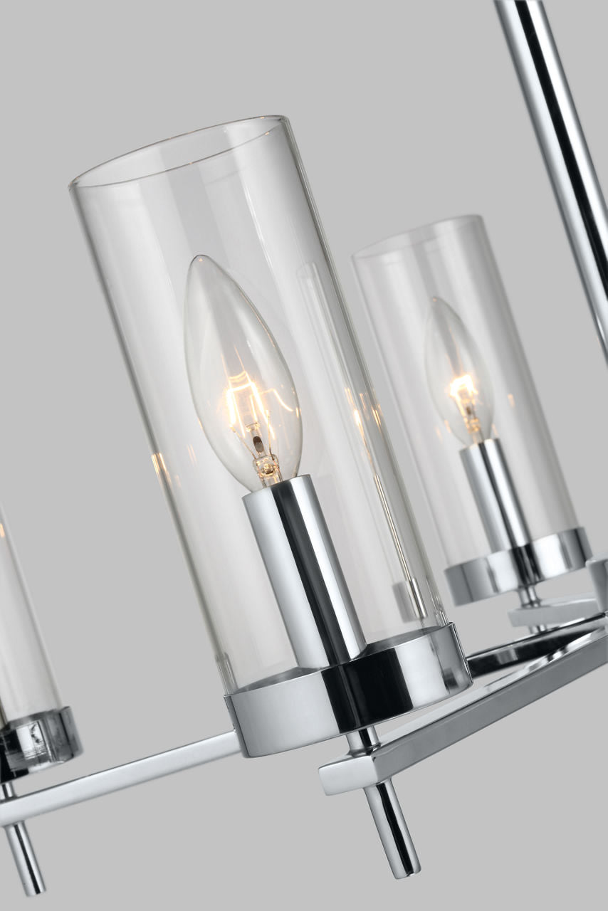 Zire Five Light Chandelier | Chrome Bulbs Included