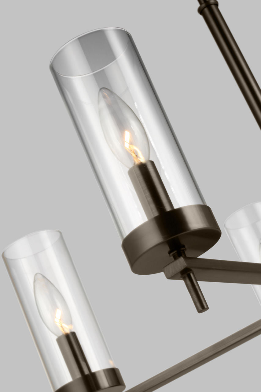 Zire Five Light Chandelier | Pewter Bronze Bulbs Included