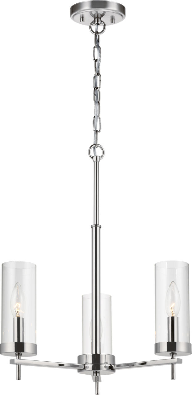 Zire Three Light Chandelier | Chrome Bulbs Included