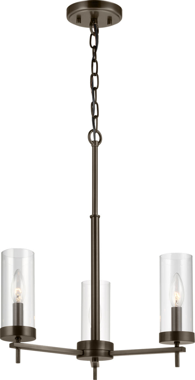 Zire Three Light Chandelier | Brushed Nickel Bulbs Included