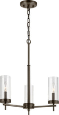 Zire Three Light Chandelier | Satin Brass Bulbs Included
