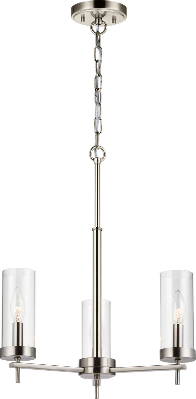Zire Three Light Chandelier | Brushed Nickel Bulbs Included