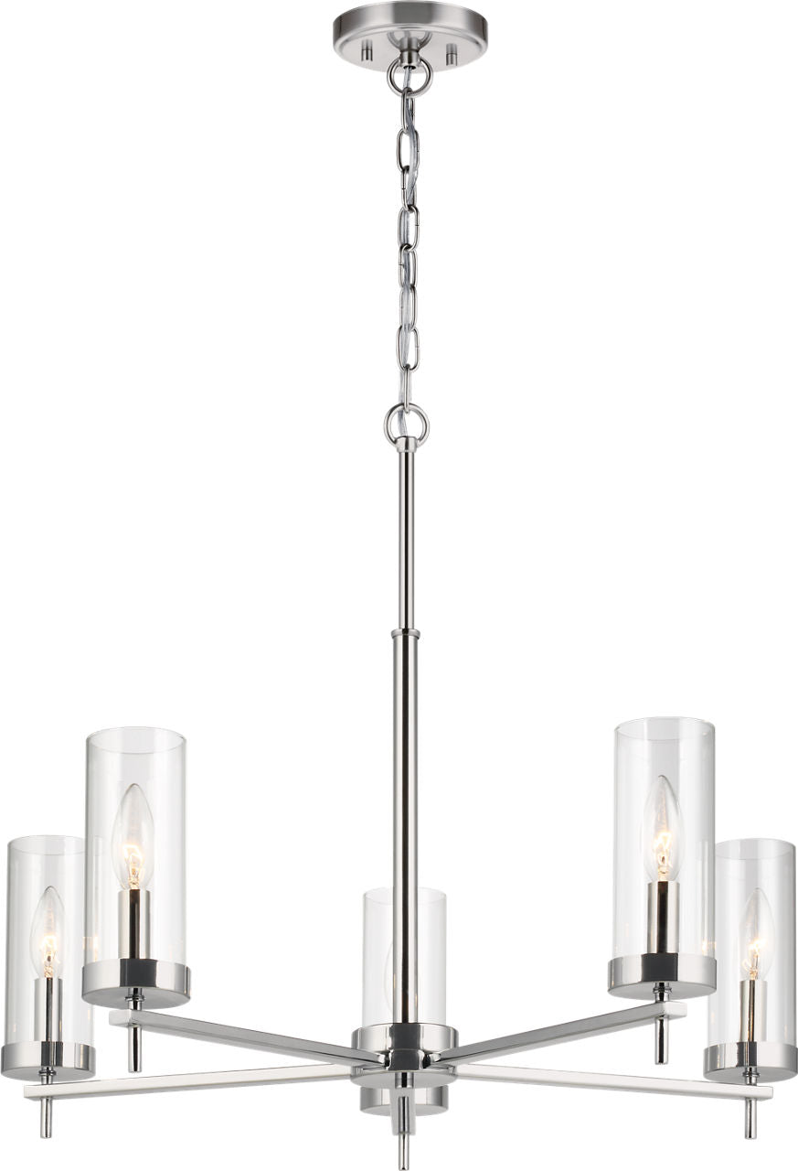 Zire Five Light Chandelier | Chrome