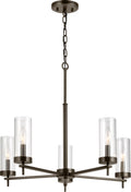Zire Five Light Chandelier | Pewter Bronze Bulbs Included
