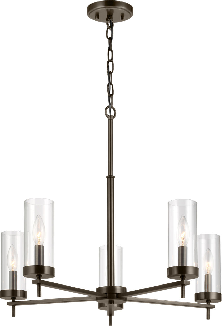 Zire Five Light Chandelier | Pewter Bronze Bulbs Included
