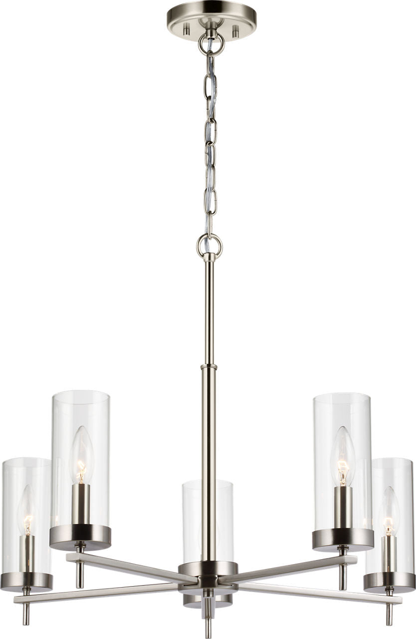 Zire Five Light Chandelier | Brushed Nickel