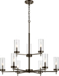 Zire Nine Light Chandelier | Pewter Bronze