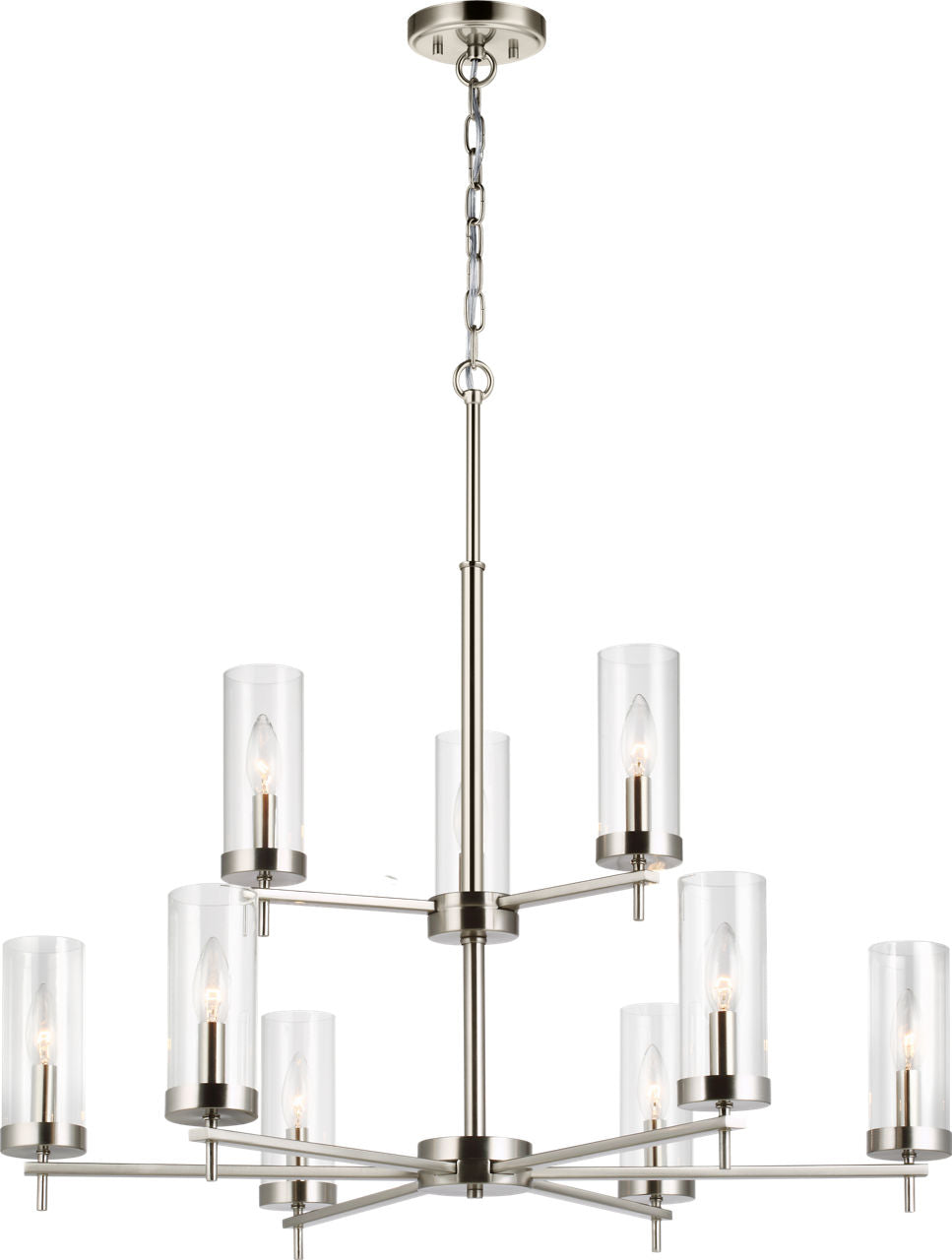 Zire Nine Light Chandelier | Brushed Nickel