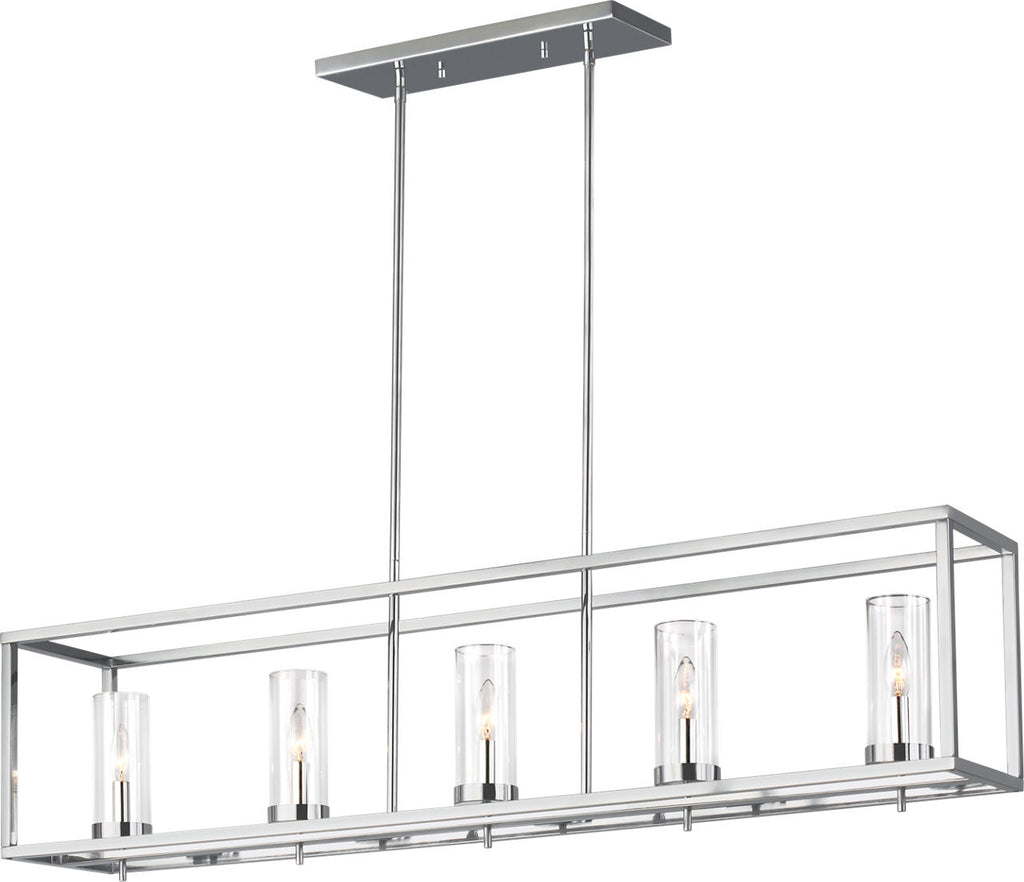 Zire Five Light Linear Pendant | Chrome Bulbs Included