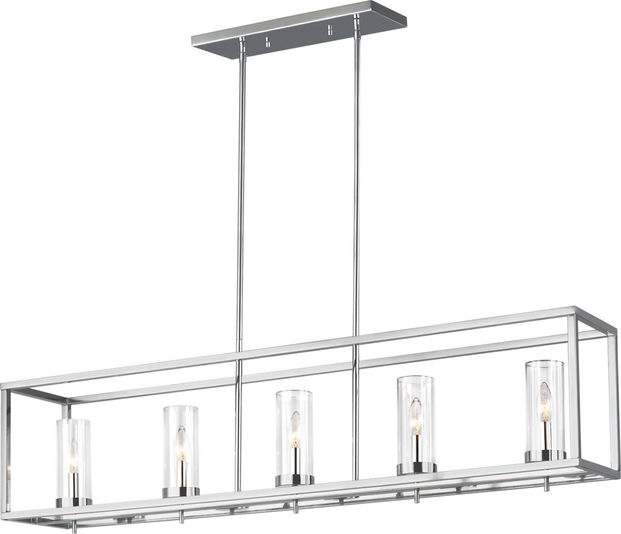 Zire Five Light Linear Pendant | Chrome Bulbs Included