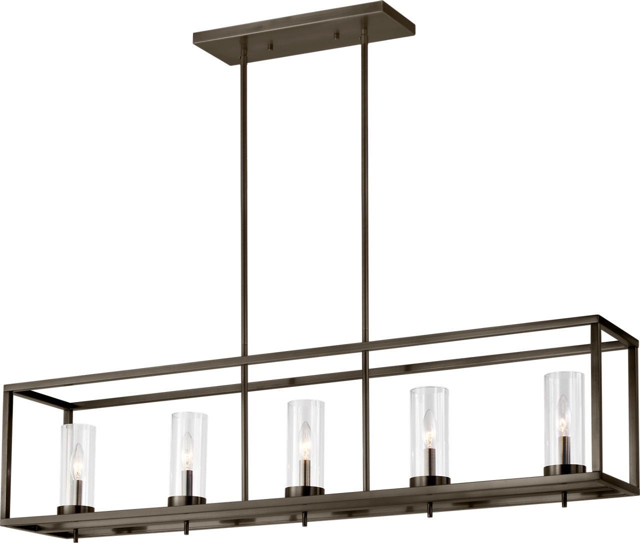 Zire Five Light Linear Pendant | Pewter Bronze Bulbs Included