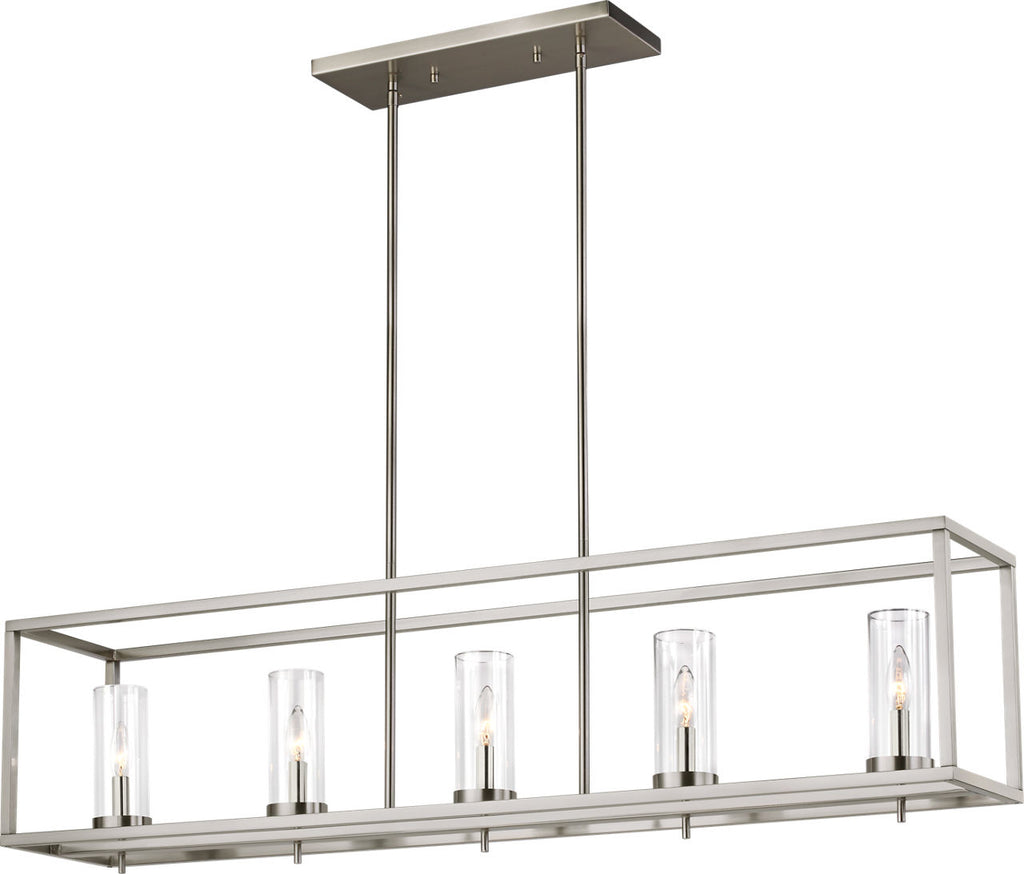 Zire Five Light Linear Pendant | Brushed Nickel Bulbs Included