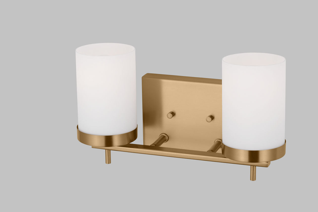 Zire Two Light Bath Satin Brass Bulbs Included