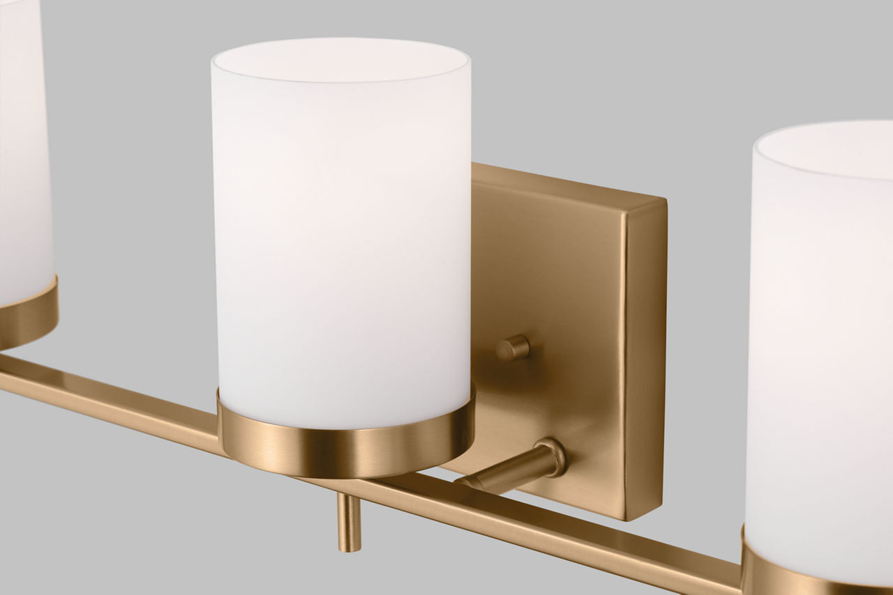 Zire Three Light Bath Satin Brass Bulbs Included