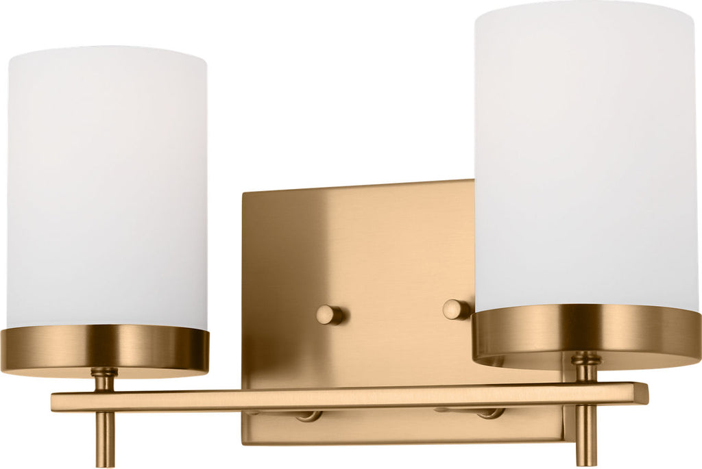 Zire Two Light Bath Satin Brass Bulbs Included