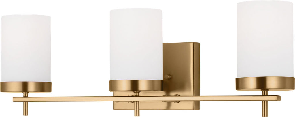 Zire Three Light Bath Satin Brass Bulbs Included